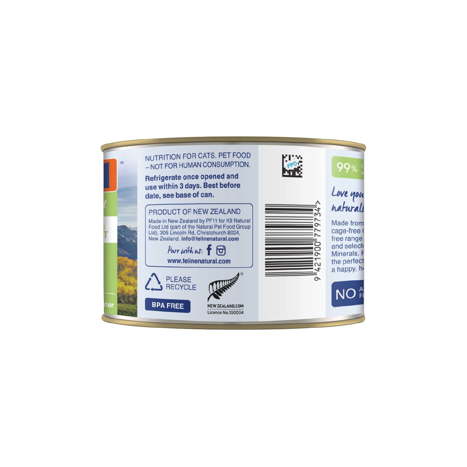 K9 캔 필라인 내추럴 캣 주식캔 닭고기&양고기 피스트 170g