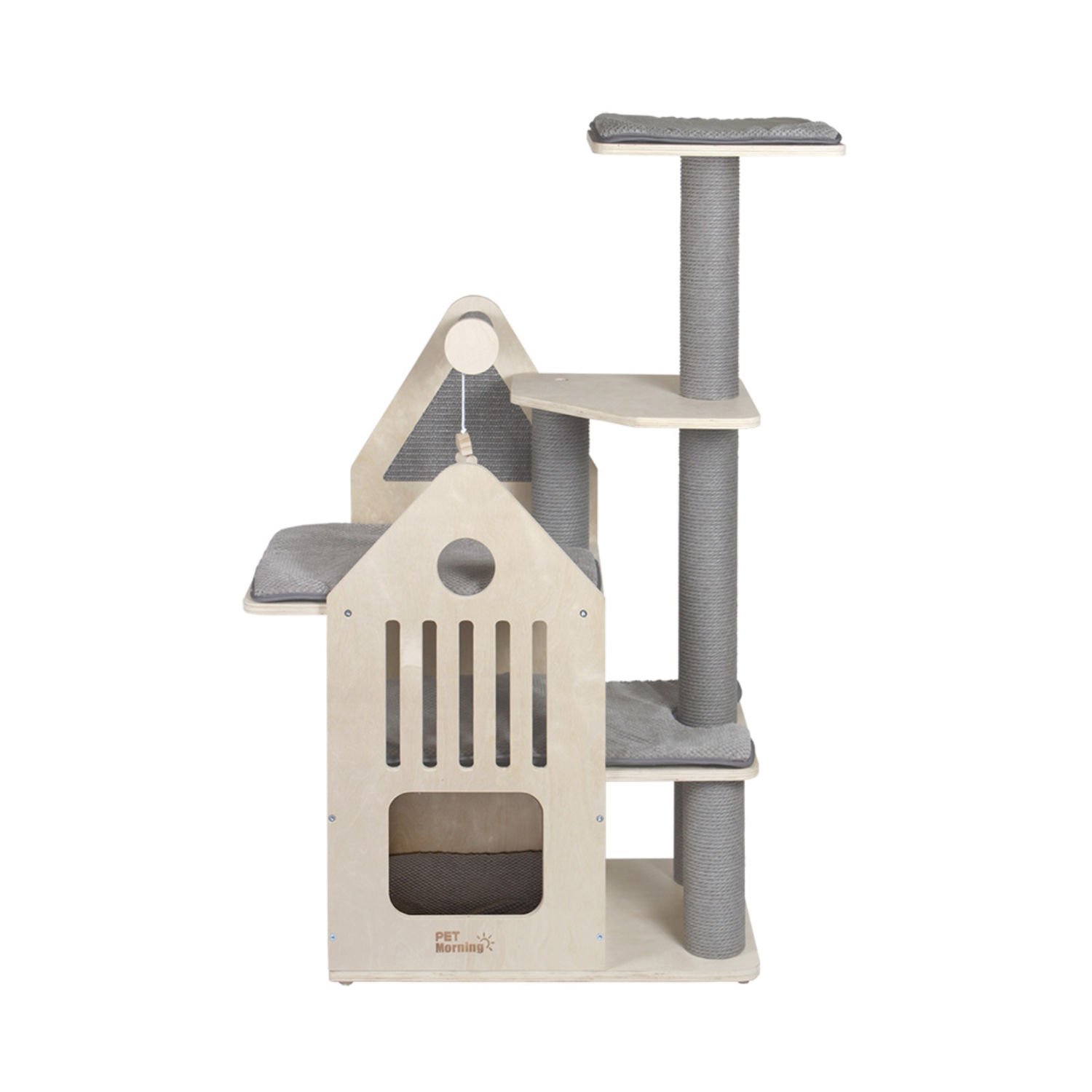 펫모닝 모던 캐슬 4단 원목 캣타워 PMC-6522